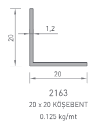 Section drawing 2163, aluminium corner bracket