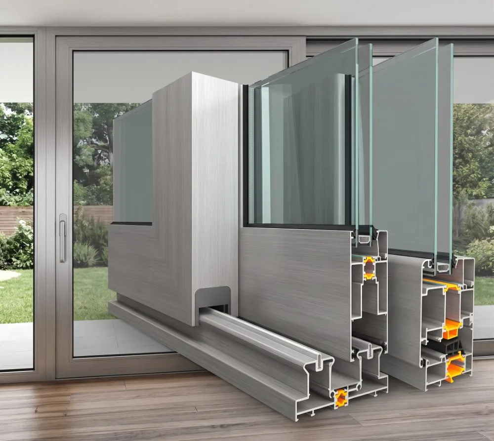 Aluminium sliding window system with slim frames