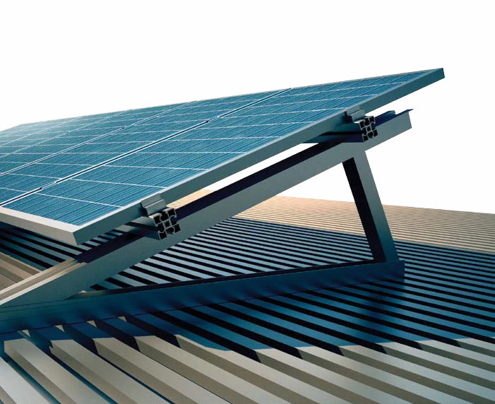 Solar panel mounting profiles on a trapezoidal roof
